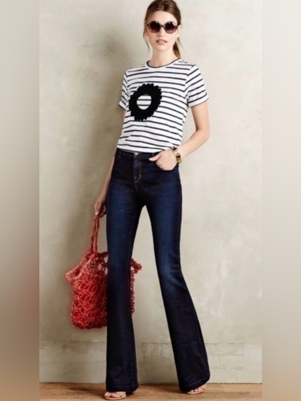 J Brand Maria High-Rise Flare Jeans Dark Embrace Wash Size 28 EUC
